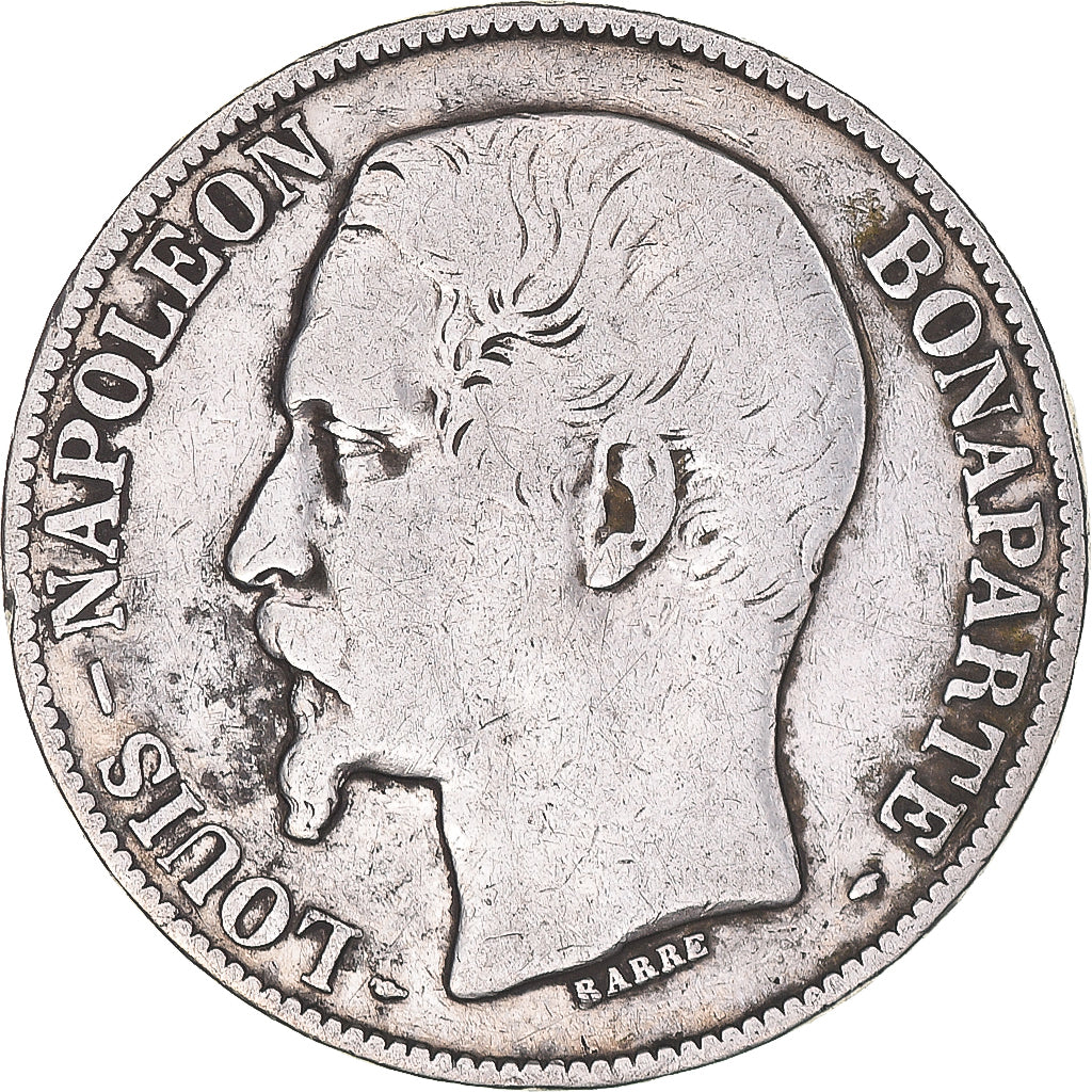 Moeda, França, Napoléon III, 5 Francs, 1852, Paris, F(12-15), Prata, KM:773.1