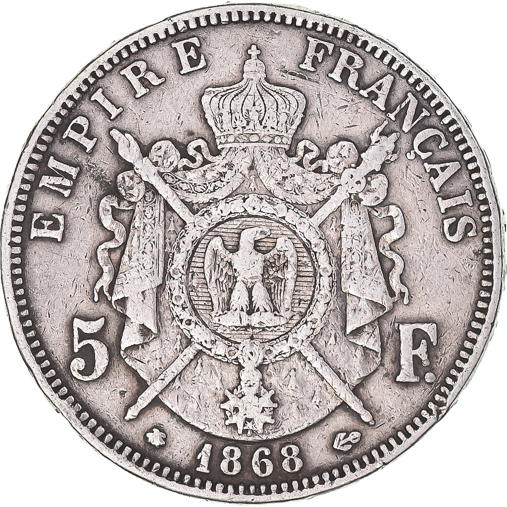 Moeda, França, Napoleon III, Napoléon III, 5 Francs, 1868, Paris, VF(30-35)