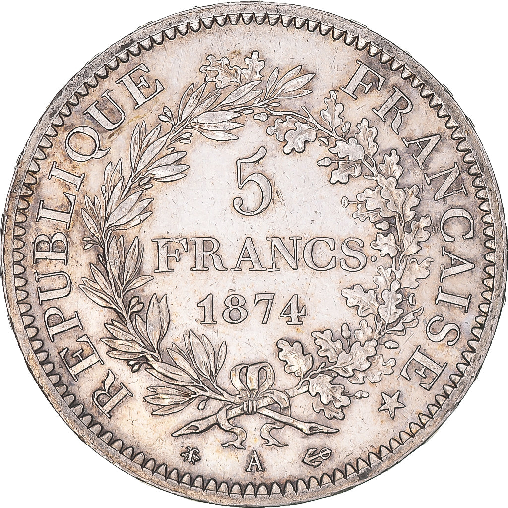Coin, France, Hercule, 5 Francs, 1874, Paris, AU(50-53), Silver, KM:820.1
