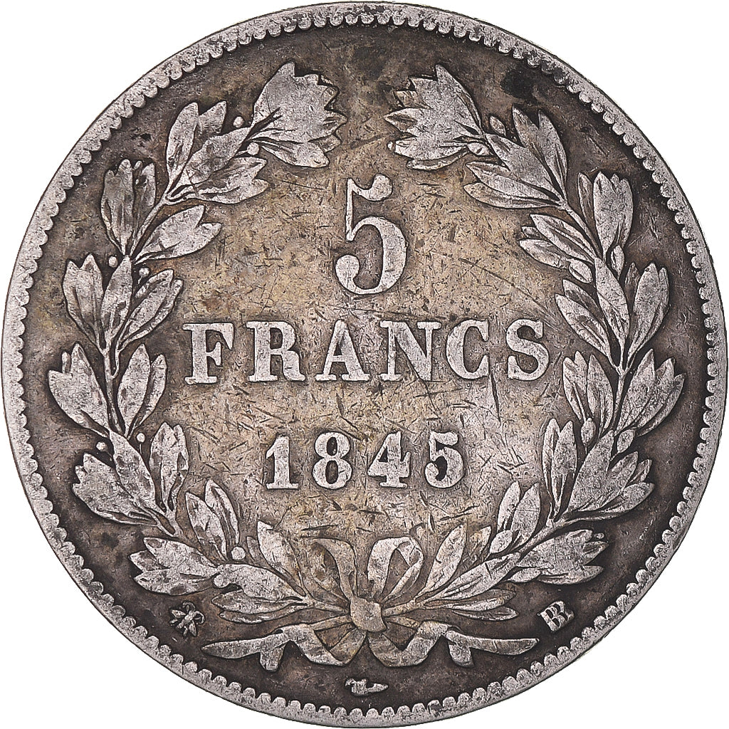 Münze, Frankreich, Louis-Philippe, 5 Francs, 1845, Strasbourg, S, Silber