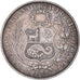 Moneda, Perú, SOUTH PERU, Sol, 1872, Lima, MBC, Plata, KM:196.3