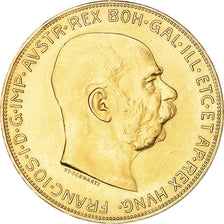 Moeda, Áustria, Franz Joseph I, 100 Corona, 1915, MS(63), Dourado, KM:2819