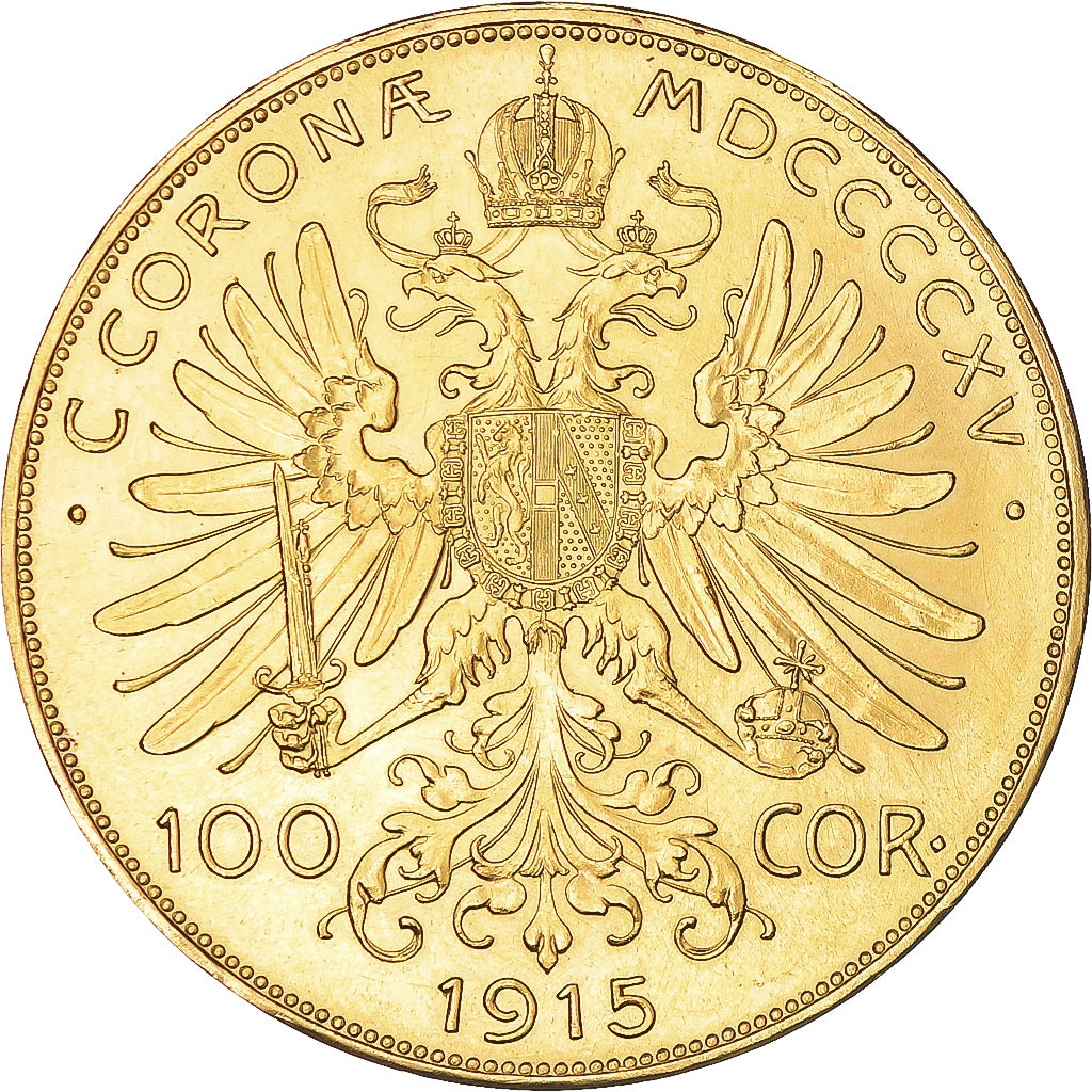Coin, Austria, Franz Joseph I, 100 Corona, 1915, MS(63), Gold, KM:2819