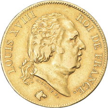Moneda, Francia, Louis XVIII, 40 Francs, 1818, Lille, MBC, Oro, KM:713.6