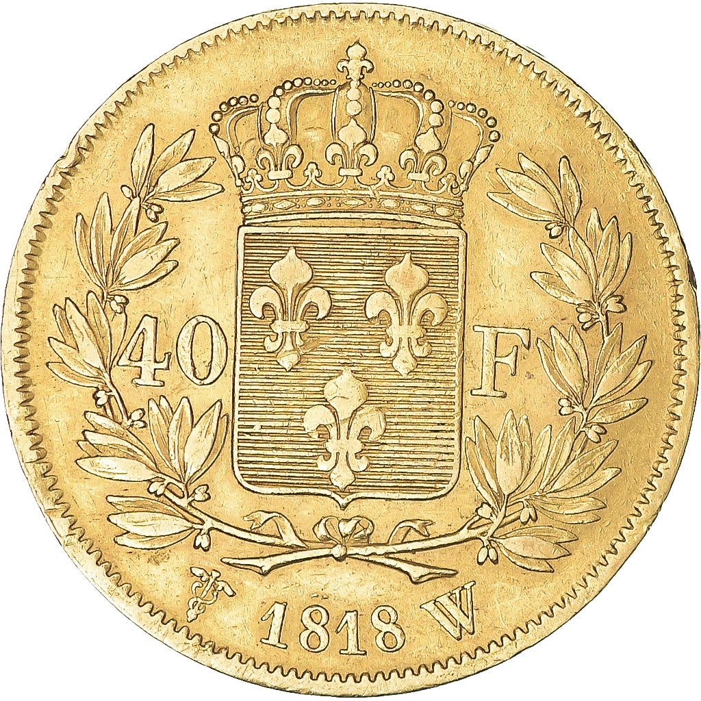 Moneda, Francia, Louis XVIII, 40 Francs, 1818, Lille, MBC, Oro, KM:713.6