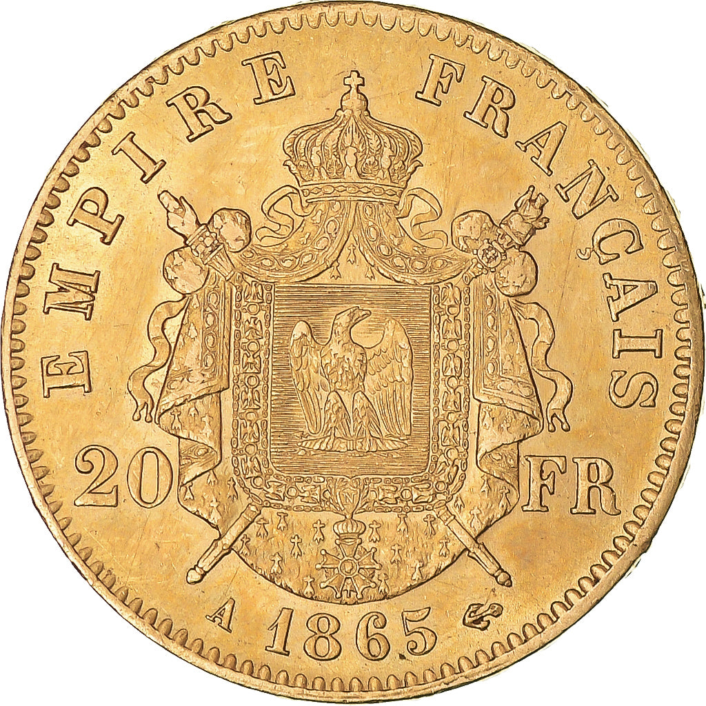 Monnaie, France, Napoléon III, 20 Francs, 1865, Paris, TTB+, Or, KM:801.1