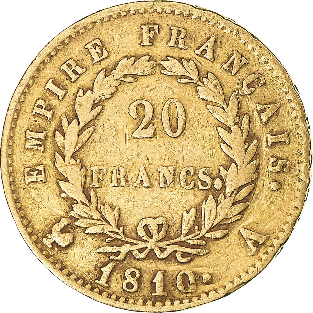 Moneta, Francia, Napoléon I, 20 Francs, 1810, Paris, B+, Oro, KM:695.1