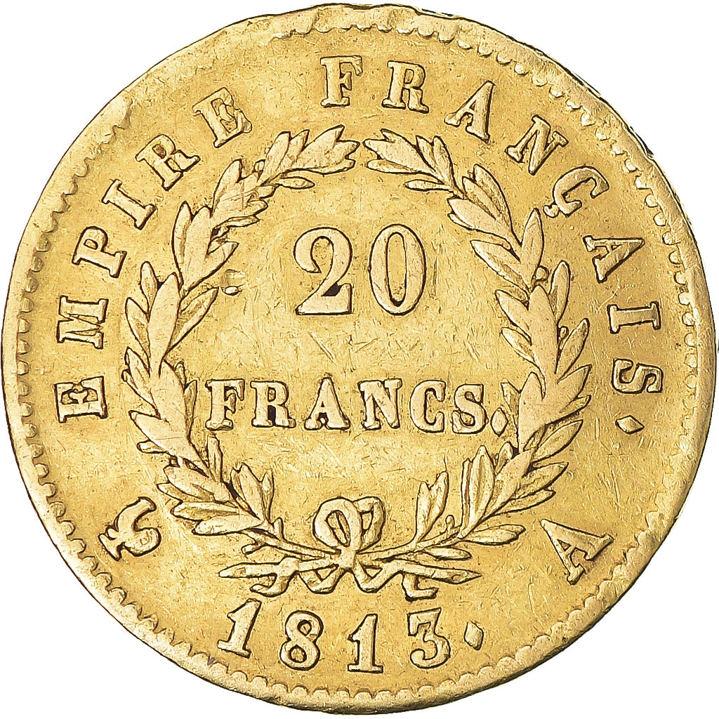 Moeda, França, Napoléon I, 20 Francs, 1813, Paris, VF(30-35), Dourado
