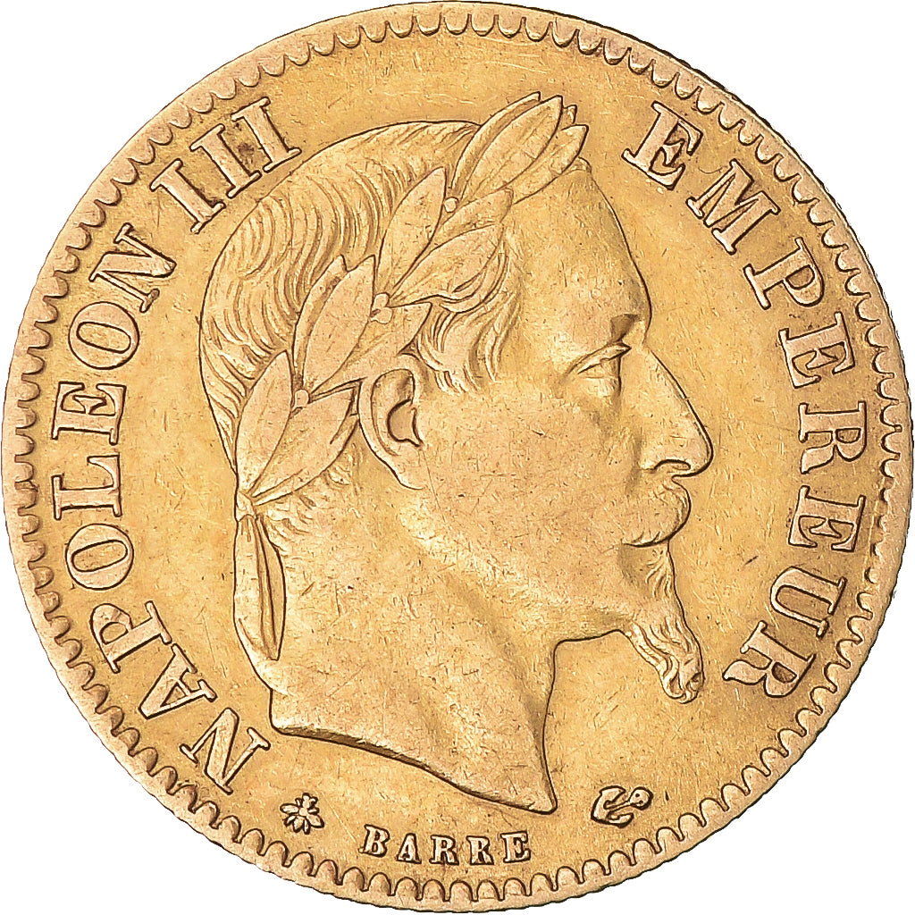 Moeda, França, Napoleon III, 10 Francs, 1867, Paris, EF(40-45), Dourado