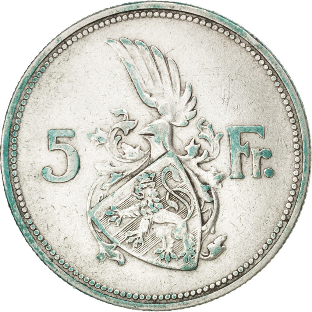LUXEMBOURG, 5 Francs, 1929, KM #38, VF(20-25), Silver, 27.8, 7.89