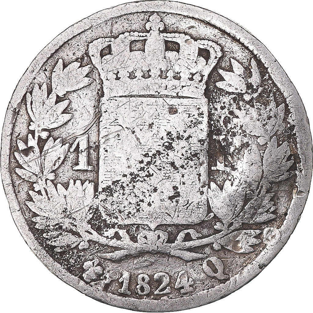 Munten, Frankrijk, Louis XVIII, Franc, 1824, Perpignan, G, Zilver, KM:709.10