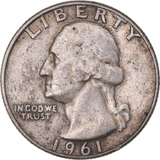 Coin, United States, Washington Quarter, Quarter, 1961, U.S. Mint, Denver