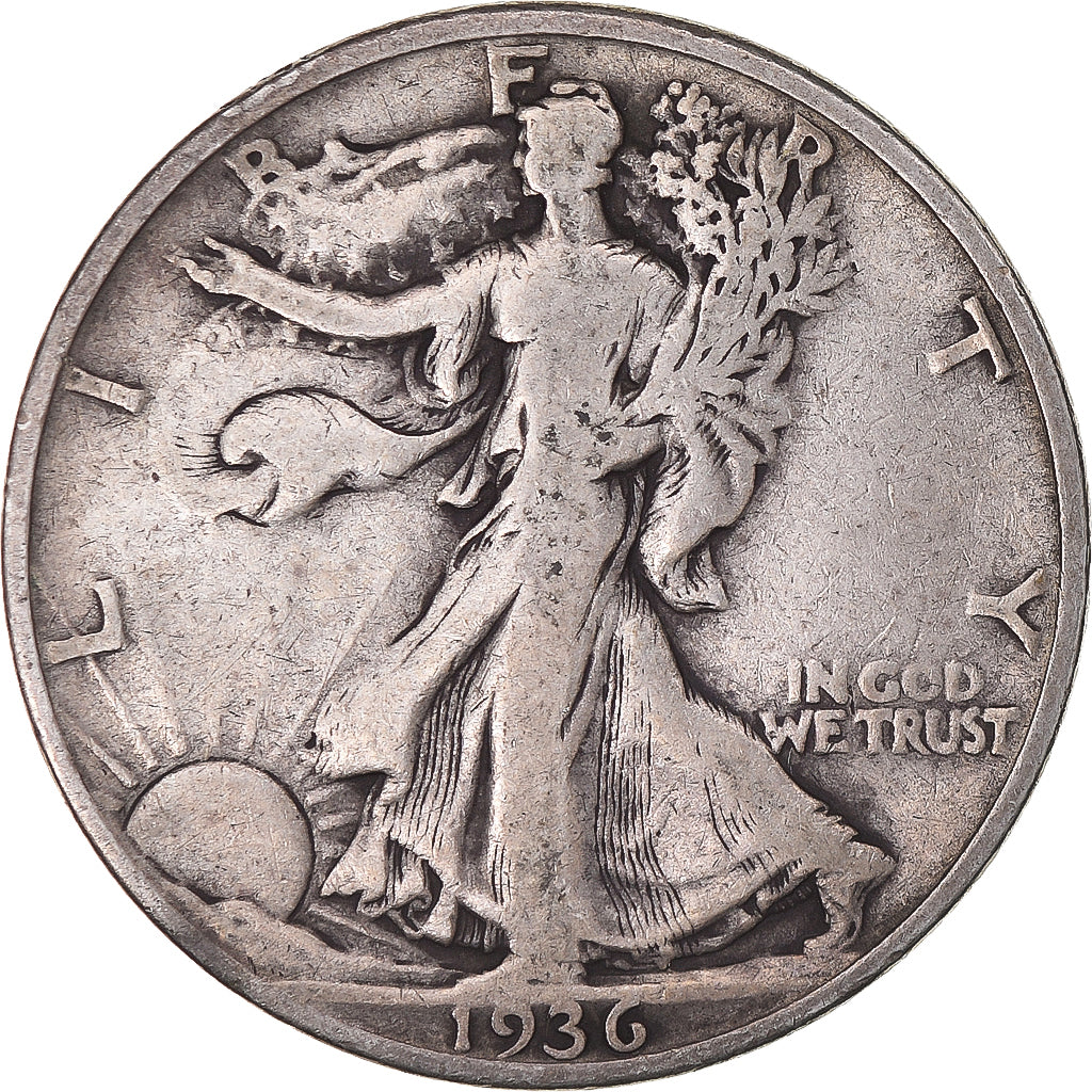 Coin, United States, Walking Liberty, Half Dollar, 1936, Denver, VF(30-35)