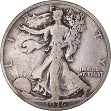 Coin, United States, Walking Liberty, Half Dollar, 1936, Denver, VF(30-35)