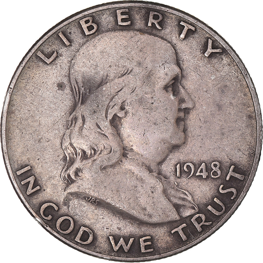 Coin, United States, Franklin Half Dollar, Half Dollar, 1948, U.S. Mint