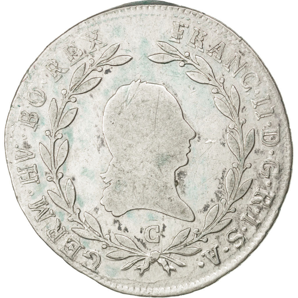 AUSTRIA, 20 Kreuzer, 1802, KM #2139, F(12-15), Silver, 26-28, 6.53