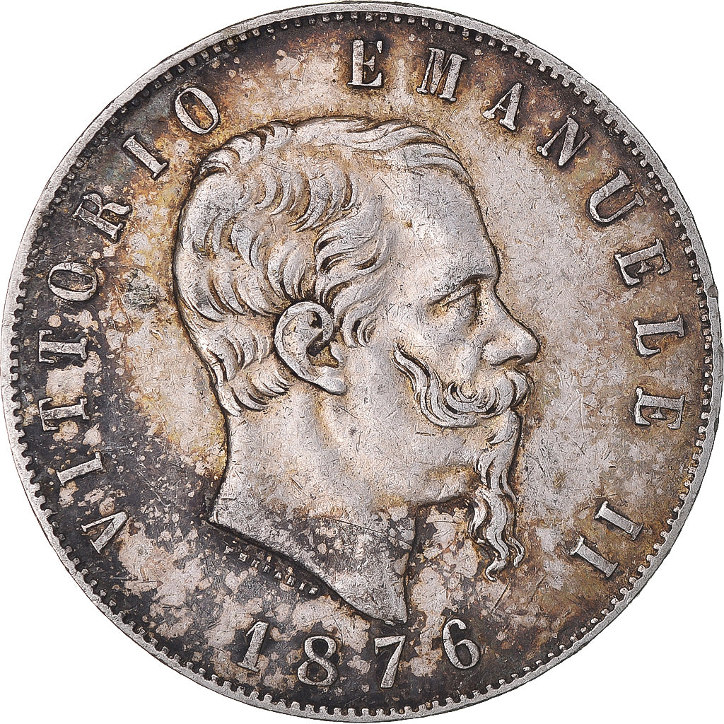 Coin, Italy, Vittorio Emanuele II, 5 Lire, 1876, Rome, EF(40-45), Silver, KM:8.4