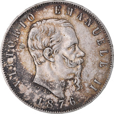 Coin, Italy, Vittorio Emanuele II, 5 Lire, 1876, Rome, EF(40-45), Silver, KM:8.4