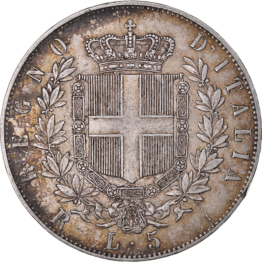 Coin, Italy, Vittorio Emanuele II, 5 Lire, 1876, Rome, EF(40-45), Silver, KM:8.4