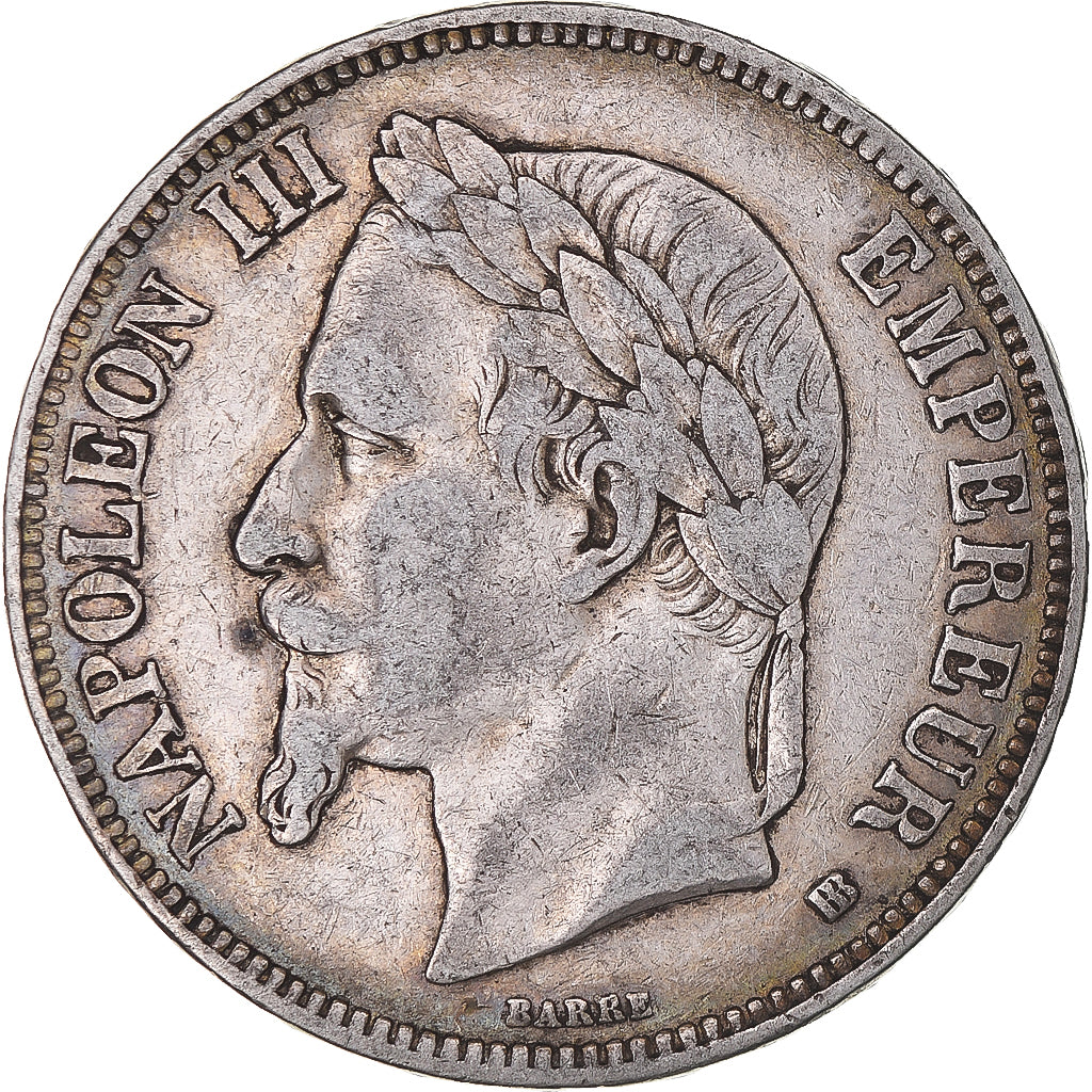 Moeda, França, Napoleon III, 5 Francs, 1868, Strasbourg, VF(30-35), Prata