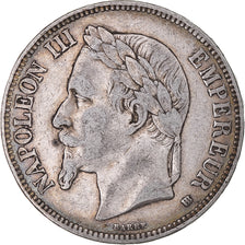 Moeda, França, Napoleon III, 5 Francs, 1868, Strasbourg, VF(30-35), Prata