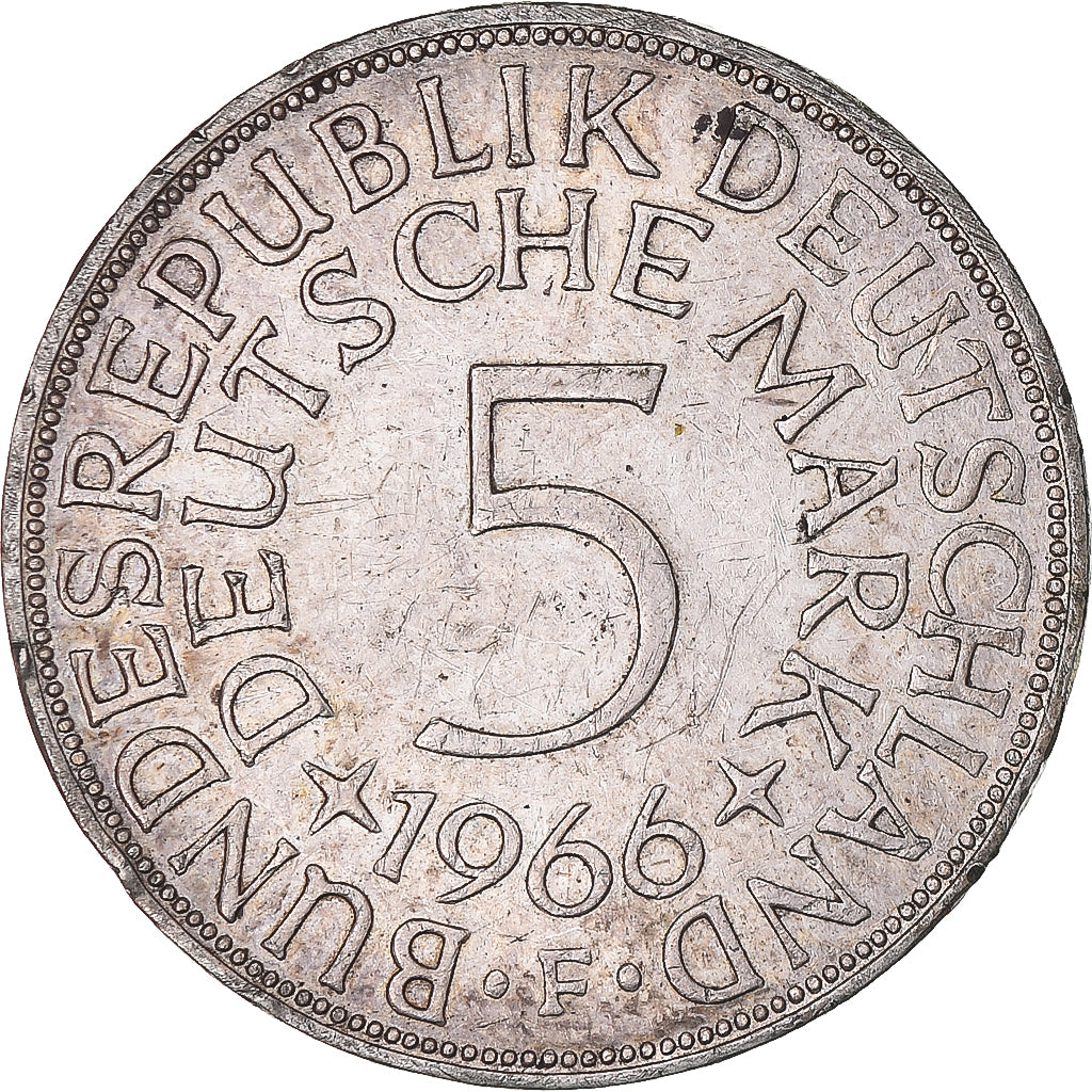 Monnaie, République fédérale allemande, 5 Mark, 1966, Stuttgart, TTB, Argent