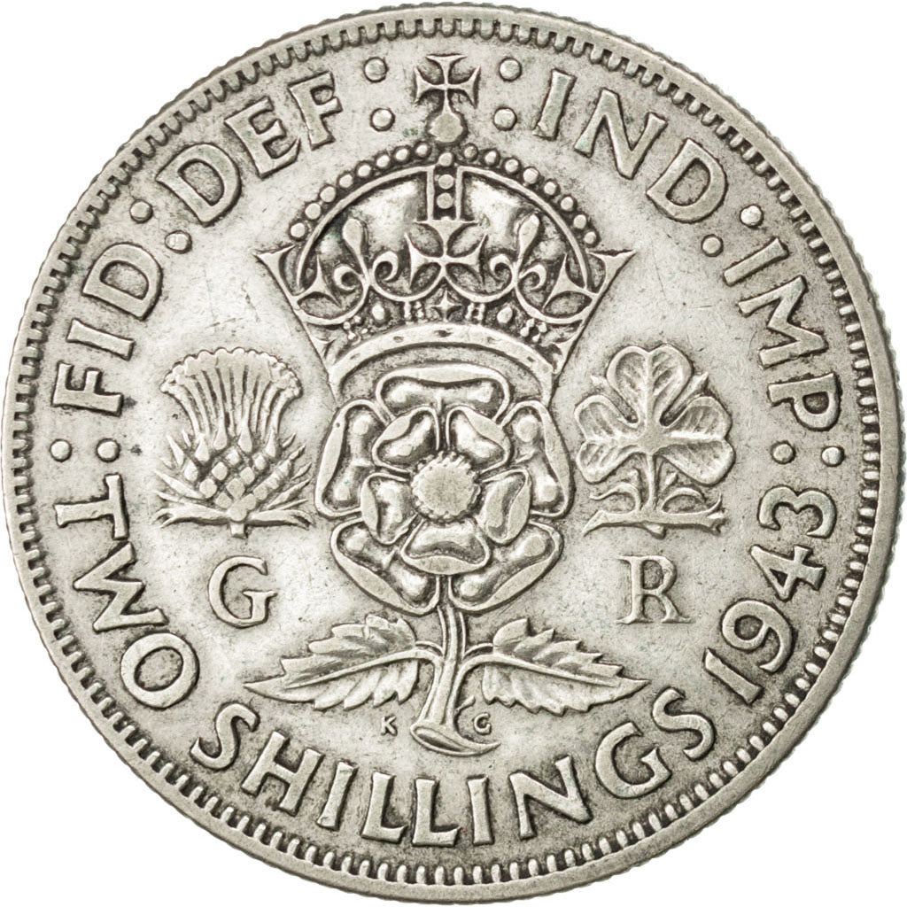 Coin, Great Britain, George VI, Florin, Two Shillings, 1943, EF(40-45), Silver