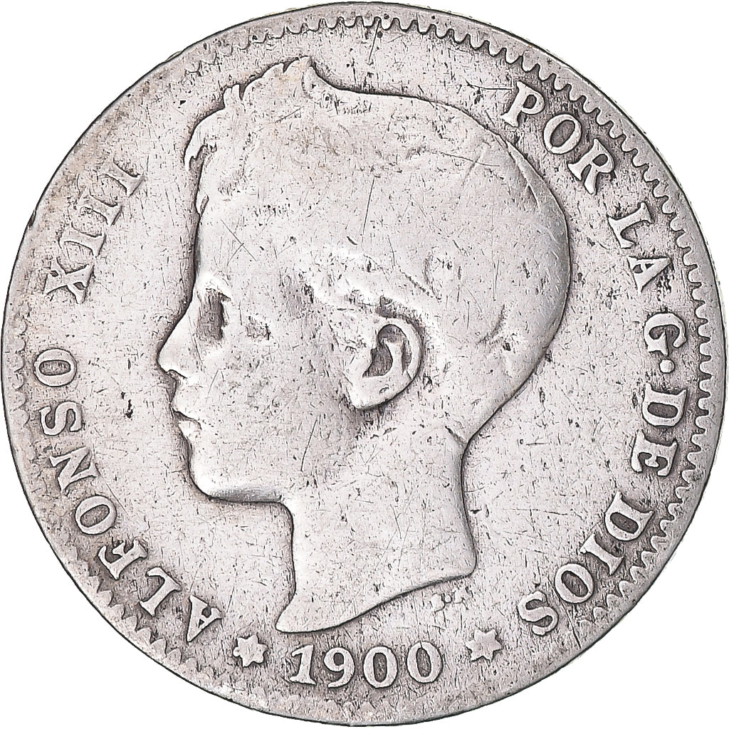 Coin, Spain, Alfonso XIII, Peseta, 1900, Madrid, VG(8-10), Silver, KM:706