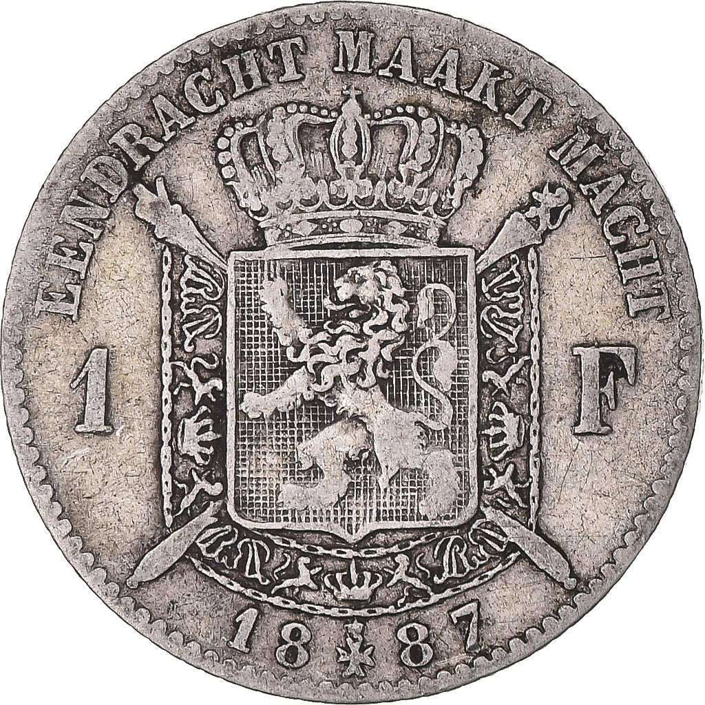 Coin, Belgium, Leopold II, Franc, 1887, VF(20-25), Silver, KM:29.1