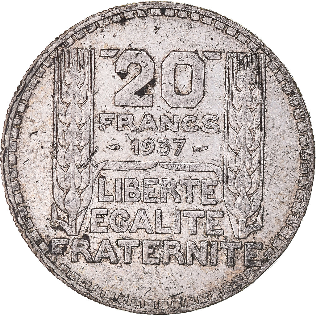 Coin, France, Turin, 20 Francs, 1937, Paris, EF(40-45), Silver, KM:879