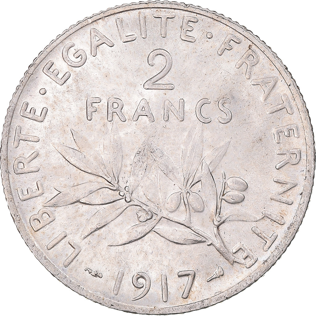 Coin, France, Semeuse, 2 Francs, 1917, Paris, MS(63), Silver, KM:845.1