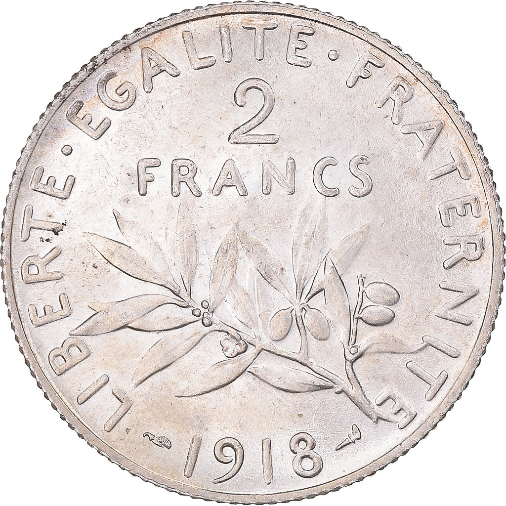 Münze, Frankreich, Semeuse, 2 Francs, 1918, Paris, VZ+, Silber, KM:845.1