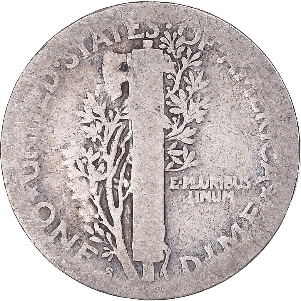 United States, Mercury Dime, Dime, 1923, U.S. Mint, San Francisco, F(12-15)