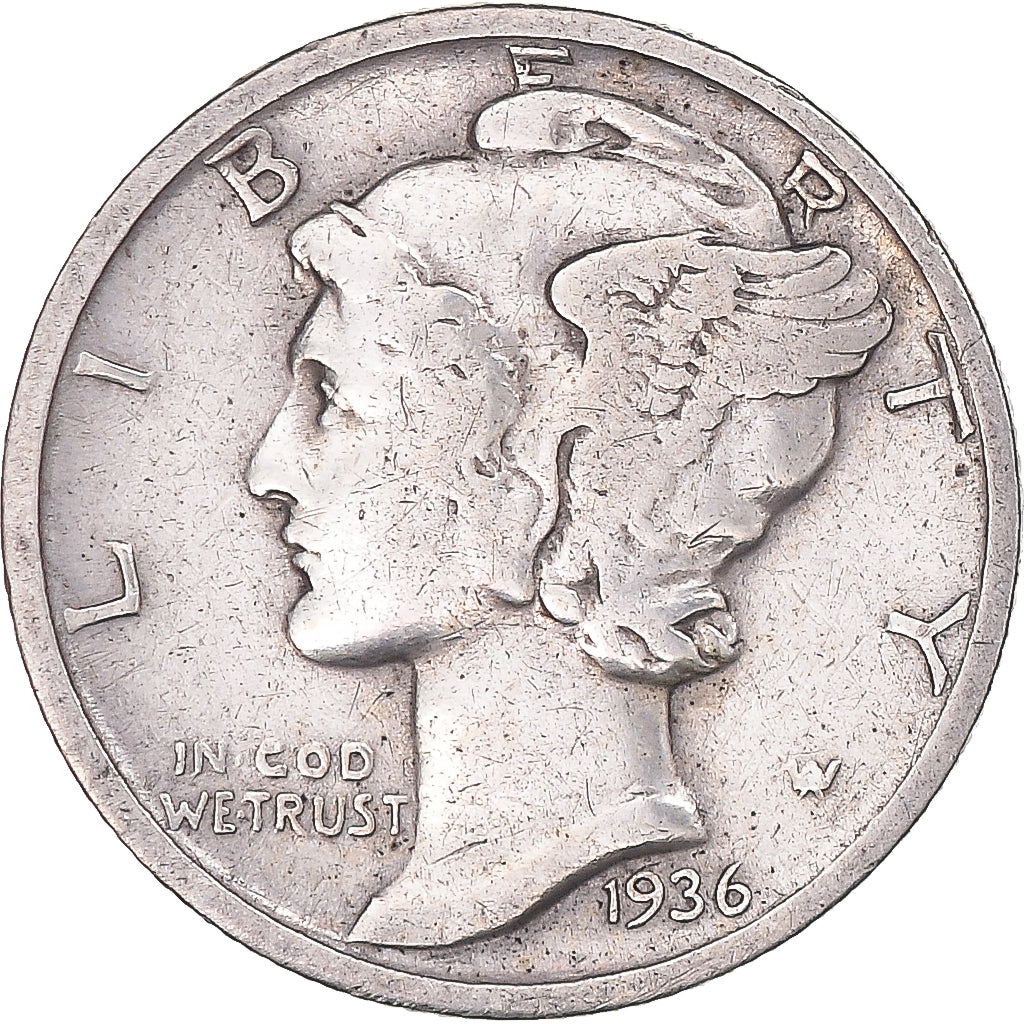 Coin, United States, Mercury Dime, Dime, 1936, U.S. Mint, Denver, VF(30-35)