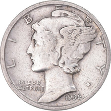Coin, United States, Mercury Dime, Dime, 1936, U.S. Mint, Denver, VF(30-35)