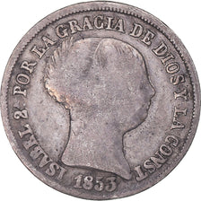 Moneda, España, Isabel II, 2 Reales, 1853, Madrid, BC+, Plata, KM:599.3