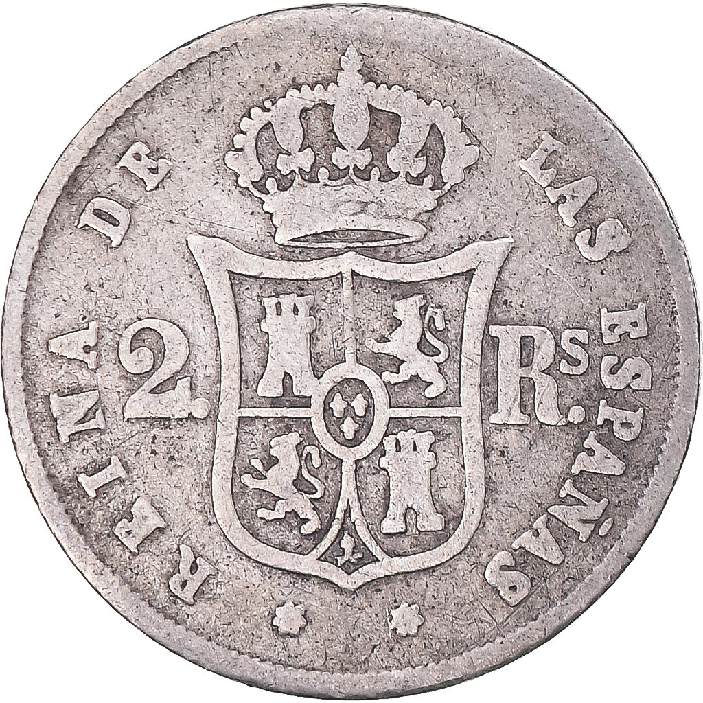 Moneda, España, Isabel II, 2 Reales, 1853, Madrid, BC+, Plata, KM:599.3