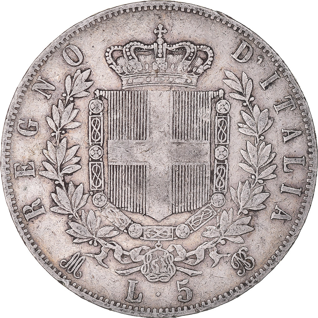 Coin, Italy, Vittorio Emanuele II, 5 Lire, 1873, Milan, VF(30-35), Silver