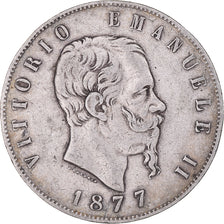 Moneta, Italia, Vittorio Emanuele II, 5 Lire, 1877, Rome, MB+, Argento, KM:8.4