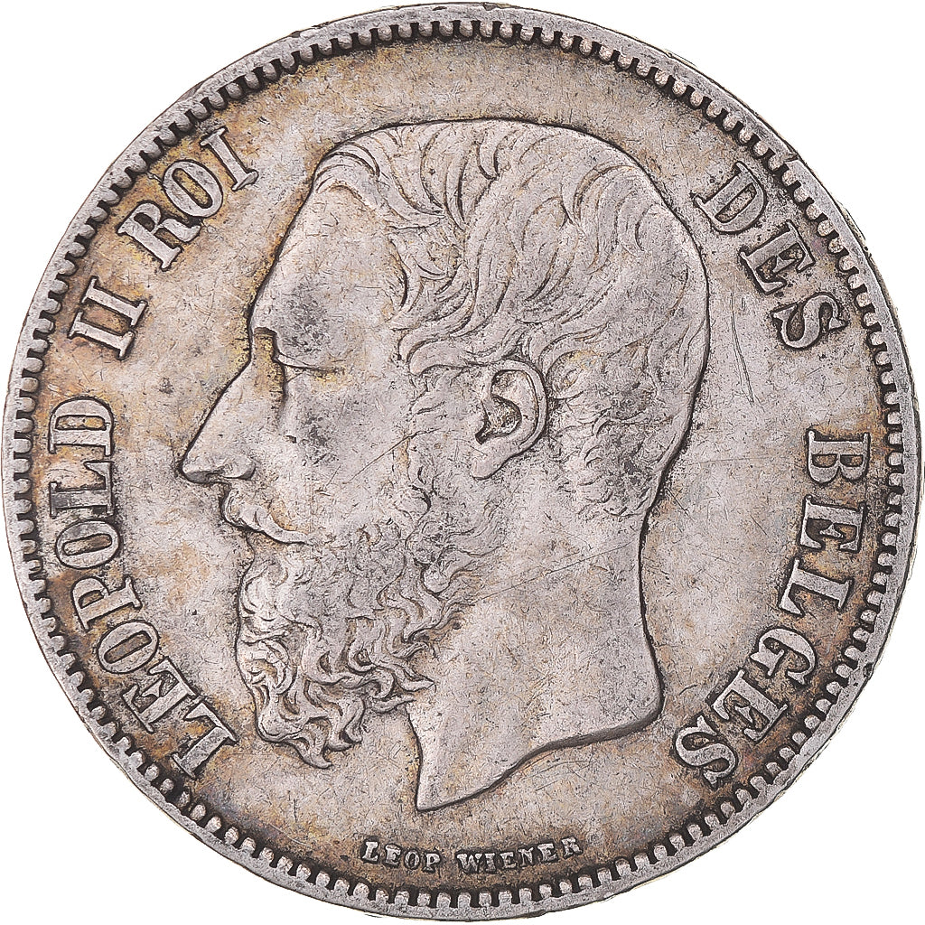 Moneta, Belgia, Leopold II, 5 Francs, 5 Frank, 1871, Brussels, VF(30-35)