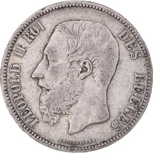 Coin, Belgium, Leopold II, 5 Francs, 5 Frank, 1873, VF(30-35), Silver, KM:24
