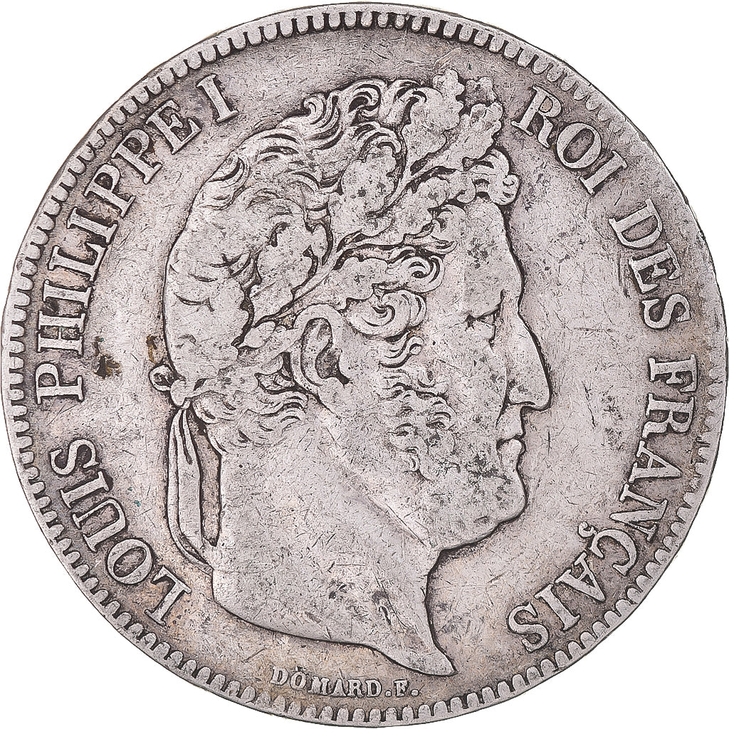 Moeda, França, Louis-Philippe, 5 Francs, 1837, Lille, VF(30-35), Prata