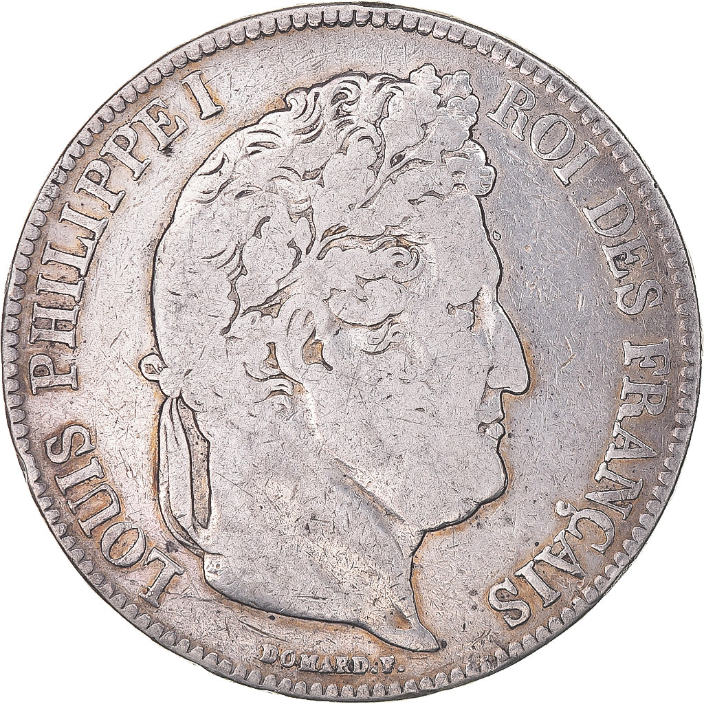 Coin, France, Louis-Philippe, 5 Francs, 1834, Rouen, VF(20-25), Silver