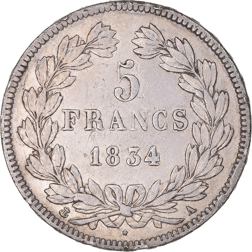 Monnaie, France, Louis-Philippe, 5 Francs, 1834, Paris, TB+, Argent