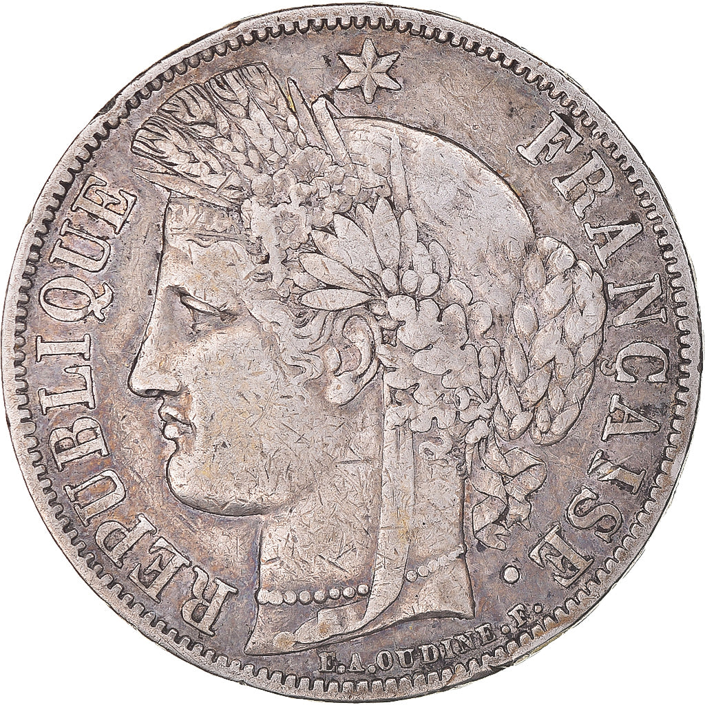 Moeda, França, Cérès, 5 Francs, 1850, Paris, VF(30-35), Prata, KM:761.1