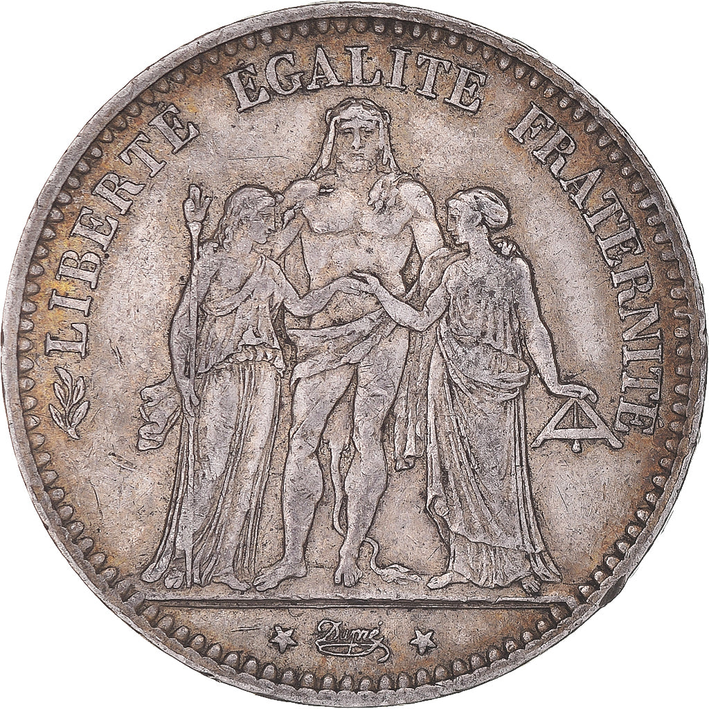 Moeda, França, Hercule, 5 Francs, 1876, Paris, EF(40-45), Prata, KM:820.1