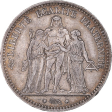 Moeda, França, Hercule, 5 Francs, 1876, Paris, EF(40-45), Prata, KM:820.1