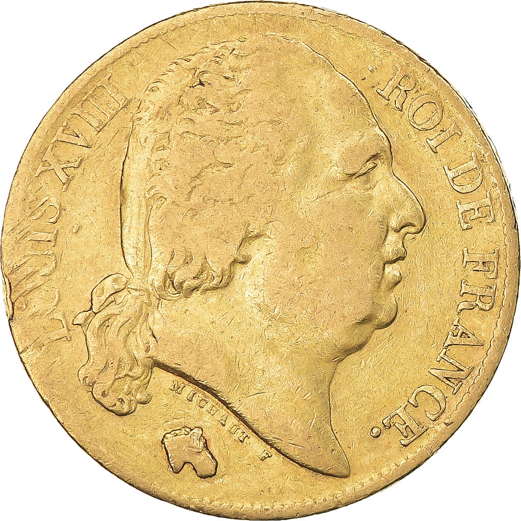 Münze, Frankreich, Louis XVIII, 20 Francs, 1818, Paris, S+, Gold, KM:712.1