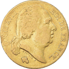 Münze, Frankreich, Louis XVIII, 20 Francs, 1818, Paris, S+, Gold, KM:712.1