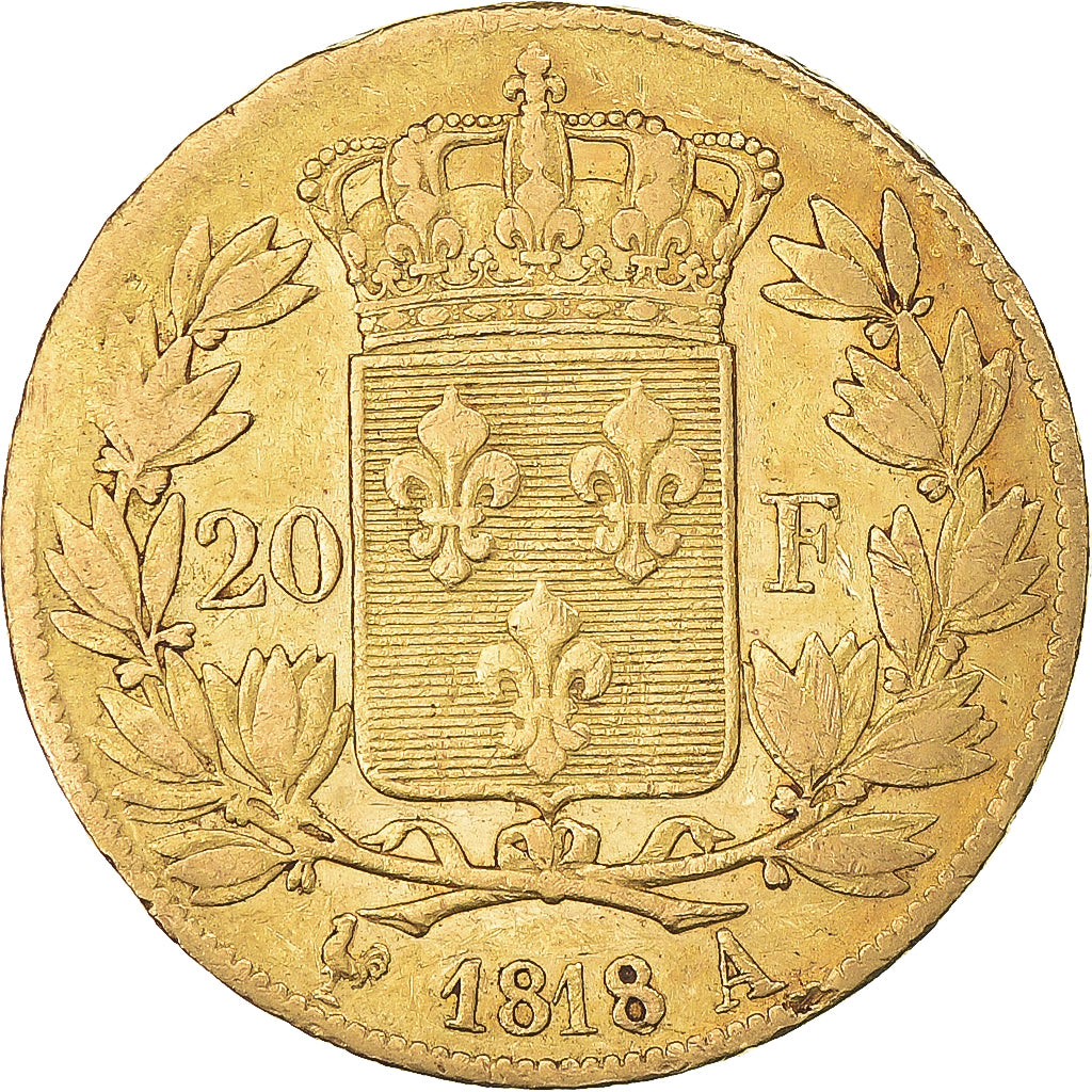 Münze, Frankreich, Louis XVIII, 20 Francs, 1818, Paris, S+, Gold, KM:712.1